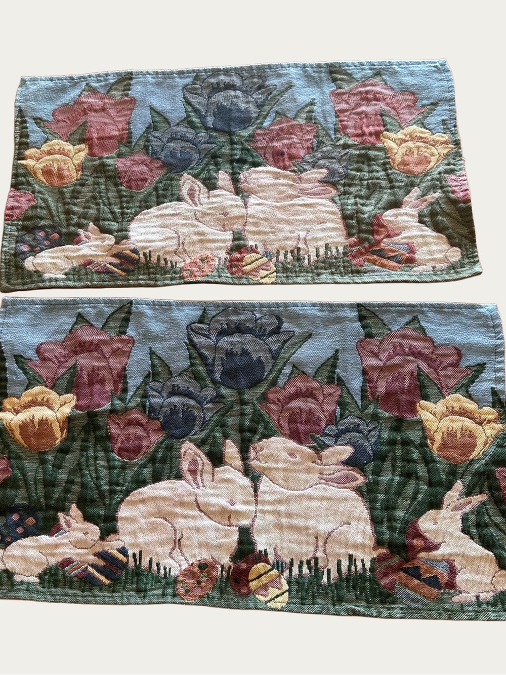 Park B Smith Easter Bunny Rabbit tapestry placemats set of 2